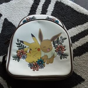 Loungefly Pikachu and Eevee Floral Backpack - Cream